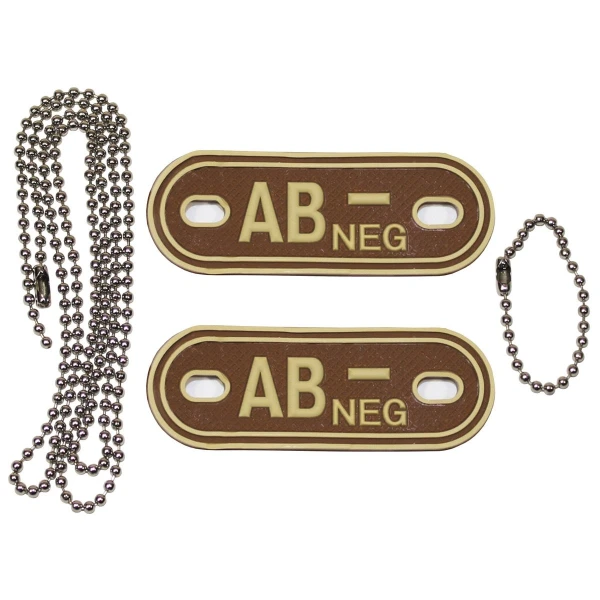 Метки группы крови, с цепочками, пустыня, "AB NEG" 3 D