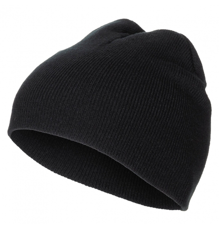 Вязаная шапка "Beanie", черная, тонкой вязки, короткая.
