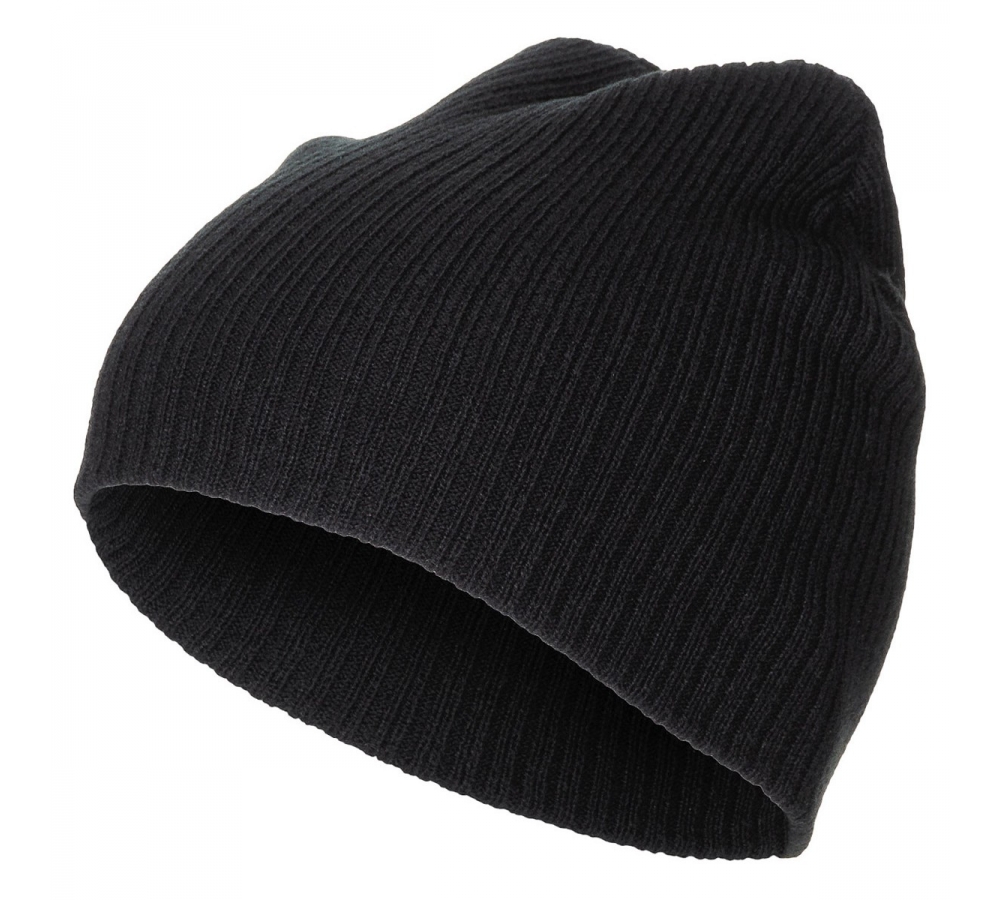 Вязаная шапка "Beanie", рваная, черная, очень короткая
