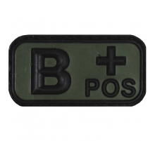 Нашивка-липучка черный-OD зеленая группа крови 'B POS' 3D
