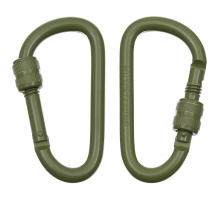 Карабин с винтовым фиксатором D 8 мм x 8 см, 2 шт., наружный диаметр, зеленый
