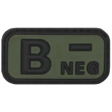 Нашивка на липучке черный-OD зеленая группа крови 'B NEG' 3D