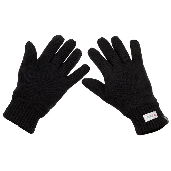 Вязаные перчатки черные Утеплитель 3M™ Thinsulate™