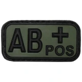 Нашивка-липучка черная-OD зеленая группа крови 'AB POS' 3D