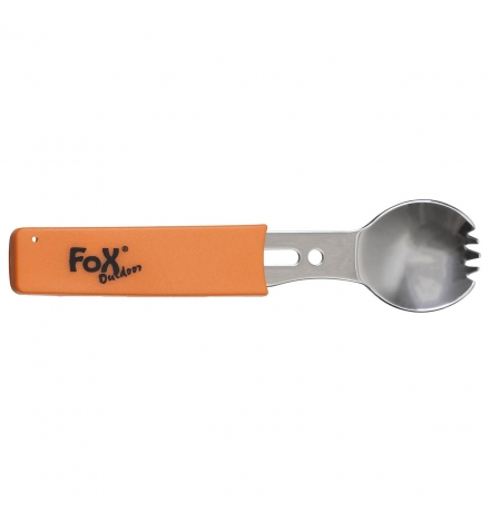 Многофункциональная ложка (Spork) из нержавеющей стали с оранжевой ручкой
