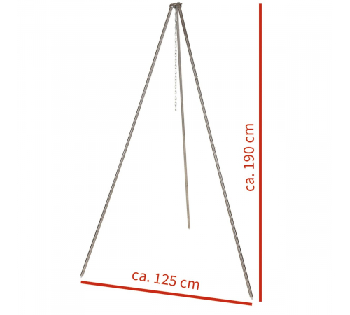Штатив длиной около 1,9 м из нержавеющей стали с цепочкой и крючком.