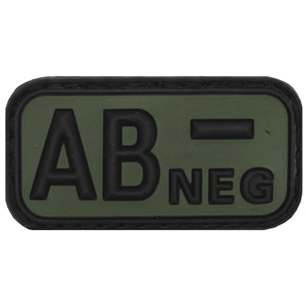 Нашивка-липучка черный-OD зеленая группа крови 'AB NEG' 3D