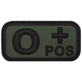 Нашивка-липучка черная-OD зеленая группа крови 'O POS' 3D