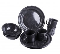 Набор посуды для путешествий из 12шт эмалированный (черный)