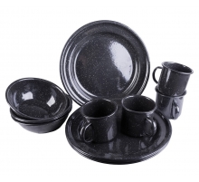Набор посуды для путешествий из 12шт эмалированный (черный)
